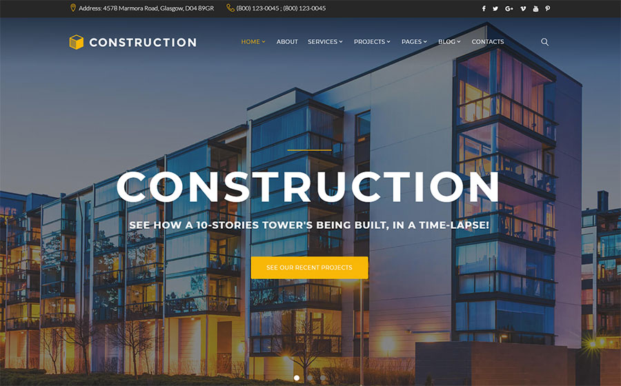 Construction - Construction Company Responsive Multipage Website Template